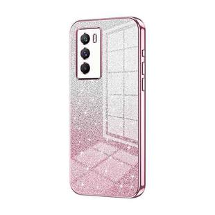 For vivo iQOO Neo5 S / iQOO 9 SE Gradient Glitter Powder Electroplated Phone Case(Pink)