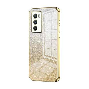 For vivo iQOO Neo5 S / iQOO 9 SE Gradient Glitter Powder Electroplated Phone Case(Gold)