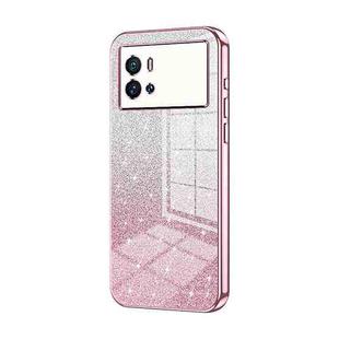 For vivo iQOO 9 Gradient Glitter Powder Electroplated Phone Case(Pink)