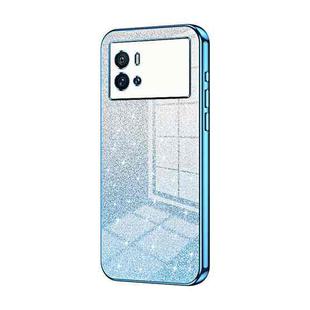 For vivo iQOO 9 Gradient Glitter Powder Electroplated Phone Case(Blue)