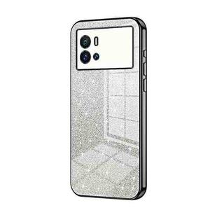 For vivo iQOO 9 Gradient Glitter Powder Electroplated Phone Case(Black)