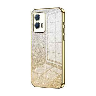 For vivo iQOO U5 Gradient Glitter Powder Electroplated Phone Case(Gold)