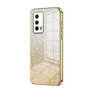 For vivo iQOO Z5 Gradient Glitter Powder Electroplated Phone Case(Gold)