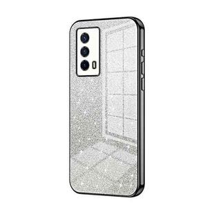 For vivo iQOO Z5 Gradient Glitter Powder Electroplated Phone Case(Black)