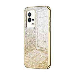 For vivo iQOO 8 Gradient Glitter Powder Electroplated Phone Case(Gold)