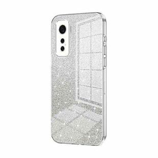 For vivo iQOO 5 Gradient Glitter Powder Electroplated Phone Case(Transparent)