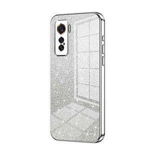 For vivo iQOO 5 Gradient Glitter Powder Electroplated Phone Case(Silver)