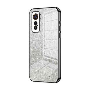 For vivo iQOO 5 Gradient Glitter Powder Electroplated Phone Case(Black)