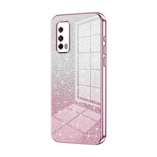 For vivo iQOO Z1X Gradient Glitter Powder Electroplated Phone Case(Pink)