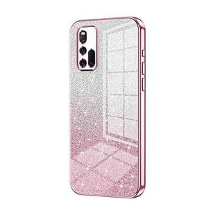 For vivo iQOO 3 5G Gradient Glitter Powder Electroplated Phone Case(Pink)