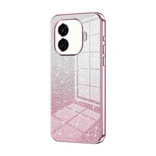 For vivo iQOO Z9 Turbo Gradient Glitter Powder Electroplated Phone Case(Pink)