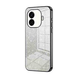 For vivo iQOO Z9 Turbo Gradient Glitter Powder Electroplated Phone Case(Black)