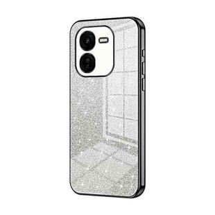 For vivo iQOO Z9x Gradient Glitter Powder Electroplated Phone Case(Black)