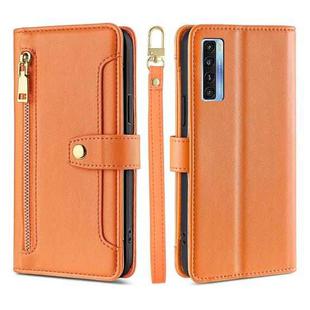 For TCL 20s / 20 5G / 20L / 20L+ Lite Sheep Texture Cross-body Zipper Wallet Leather Phone Case(Orange)