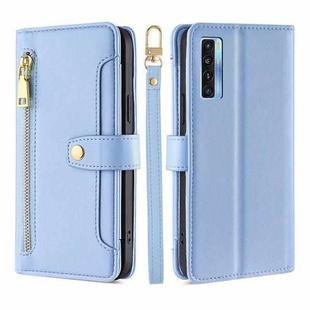 For TCL 20s / 20 5G / 20L / 20L+ Lite Sheep Texture Cross-body Zipper Wallet Leather Phone Case(Blue)