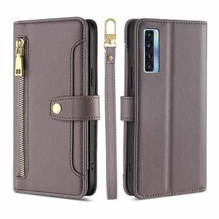 For TCL 20s / 20 5G / 20L / 20L+ Lite Sheep Texture Cross-body Zipper Wallet Leather Phone Case(Grey)