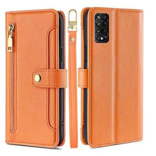 For TCL 50 5G Sheep Texture Cross-body Zipper Wallet Leather Phone Case(Orange)