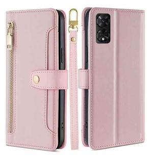 For TCL 50 5G Sheep Texture Cross-body Zipper Wallet Leather Phone Case(Pink)