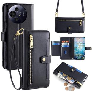 For TCL 50 NxtPaper 5G Sheep Texture Cross-body Zipper Wallet Leather Phone Case(Black)