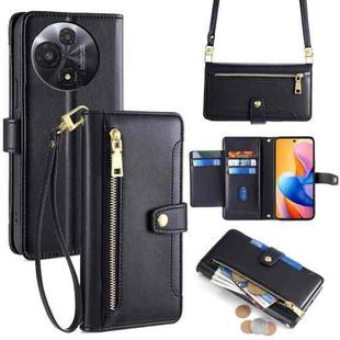For TCL 60R 5G Sheep Texture Cross-body Zipper Wallet Leather Phone Case(Black)