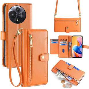 For TCL 60R 5G Sheep Texture Cross-body Zipper Wallet Leather Phone Case(Orange)
