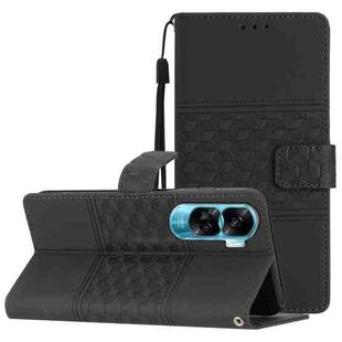 For Honor 90 Lite Diamond Embossed Skin Feel Leather Phone Case(Black)