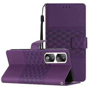 For Honor 90 Pro Diamond Embossed Skin Feel Leather Phone Case(Purple)