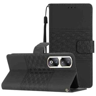 For Honor 90 Pro Diamond Embossed Skin Feel Leather Phone Case(Black)