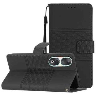 For Honor 90 Diamond Embossed Skin Feel Leather Phone Case(Black)