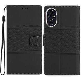 For Honor 200 Diamond Embossed Skin Feel Leather Phone Case(Black)