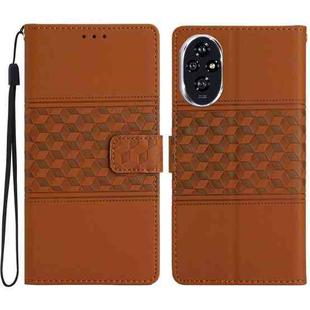 For Honor 200 Pro Diamond Embossed Skin Feel Leather Phone Case(Brown)