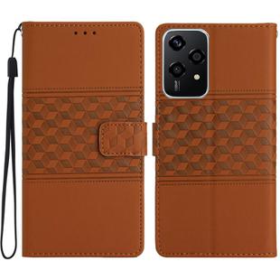 For Honor 200 Lite Global Diamond Embossed Skin Feel Leather Phone Case(Brown)