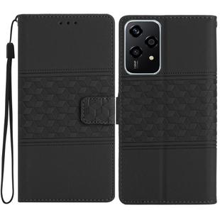 For Honor 200 Lite Global Diamond Embossed Skin Feel Leather Phone Case(Black)