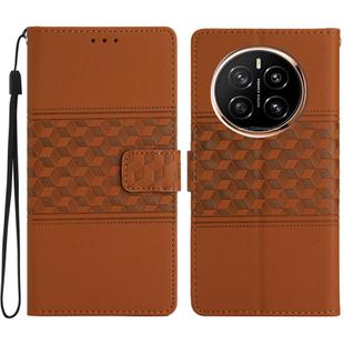 For Honor Magic7 Diamond Embossed Skin Feel Leather Phone Case(Brown)
