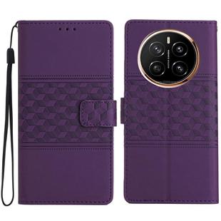For Honor Magic7 Diamond Embossed Skin Feel Leather Phone Case(Purple)
