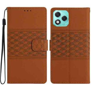 For Honor 400 Lite Global Diamond Embossed Skin Feel Leather Phone Case(Brown)