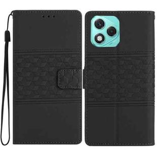 For Honor 400 Lite Global Diamond Embossed Skin Feel Leather Phone Case(Black)