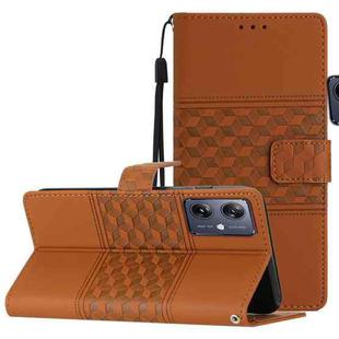 For Motorola Moto G14 4G Diamond Embossed Skin Feel Leather Phone Case(Brown)