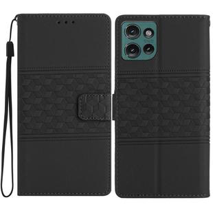 For Motorola Edge 50 5G Diamond Embossed Skin Feel Leather Phone Case(Black)