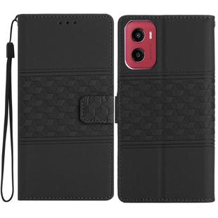 For Motorola Moto G05 Diamond Embossed Skin Feel Leather Phone Case(Black)