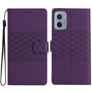 For Motorola Moto E15 Diamond Embossed Skin Feel Leather Phone Case(Purple)