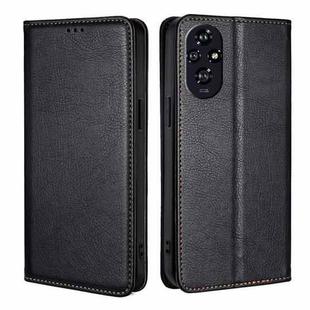 For Honor 200 5G Gloss Oil Solid Color Magnetic Leather Phone Case(Black)