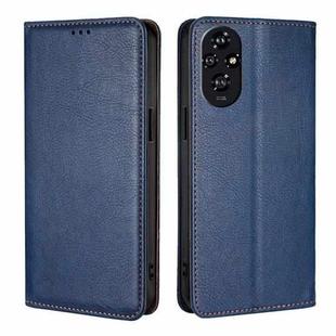 For Honor 200 5G Gloss Oil Solid Color Magnetic Leather Phone Case(Blue)