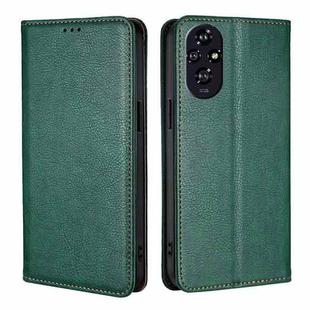 For Honor 200 5G Gloss Oil Solid Color Magnetic Leather Phone Case(Green)