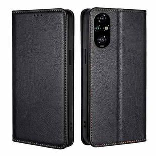 For Honor 200 Pro 5G Gloss Oil Solid Color Magnetic Leather Phone Case(Black)