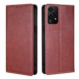 For Honor 200 Lite 5G Global Gloss Oil Solid Color Magnetic Leather Phone Case(Brown)