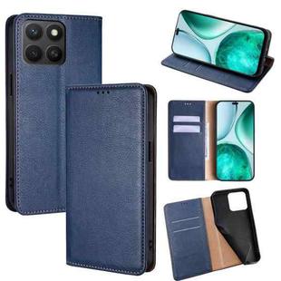 For Honor X8c 4G Gloss Oil Solid Color Magnetic Leather Phone Case(Blue)