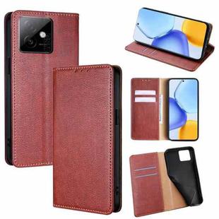 For Honor X60 GT 5G Gloss Oil Solid Color Magnetic Leather Phone Case(Brown)