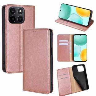 For Honor X6c 4G Gloss Oil Solid Color Magnetic Leather Phone Case(Rose Gold)