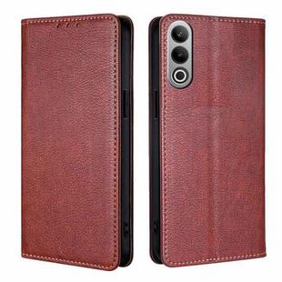 For OnePlus Nord CE4 Gloss Oil Solid Color Magnetic Leather Phone Case(Brown)
